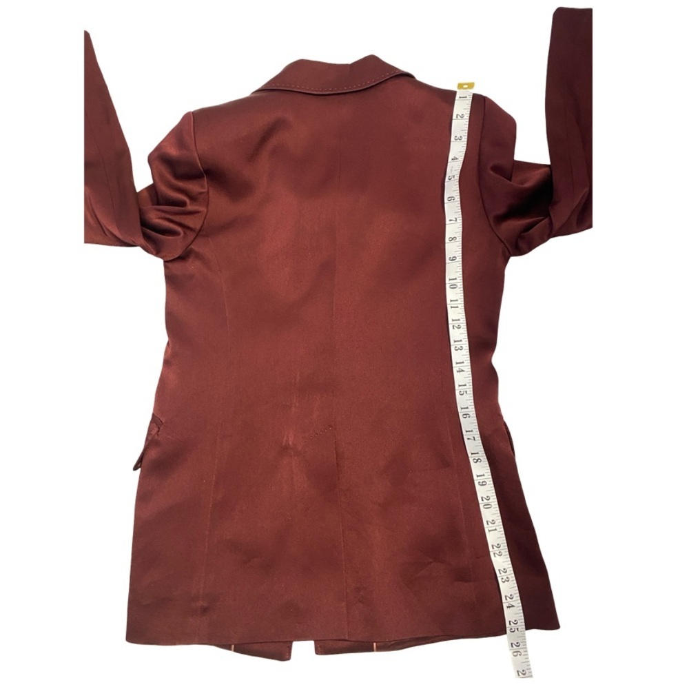 Marella By Max Mara Cognac Satin Jacket Size Small Pit 17 - Picture 12 of 17
